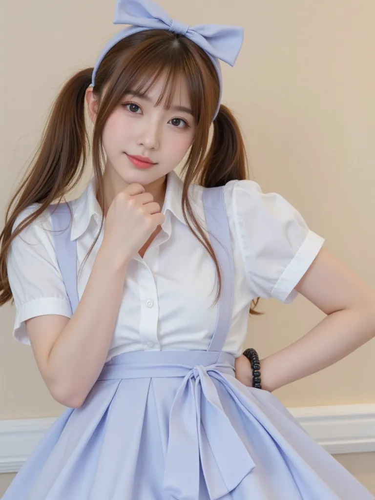 (squinting:1.5), ( Hair:1.5), (bangs:1.5), 8k, dynamic angle, high quality, ( Japanese girl), 1 girl, long hair, plump lips, (Big Breasts:1.5),  school uniform姿でこちらを見ている, ( school uniform:1.5), smile