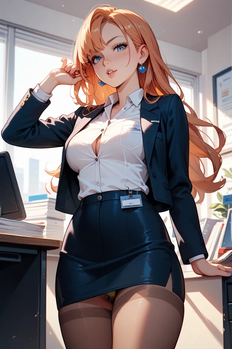 Office lady suit、Don't wear anything underneath、Part of it is hidden by pubic hair