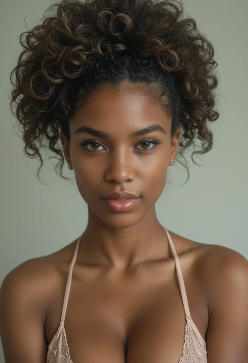 Tiana from The Princess and the Frog has an elegant, African American appearance with a warm brown complexion, an oval-shaped face, high cheekbones, and expressive almond-shaped brown eyes framed by arched eyebrows. She has a small, rounded nose, full lips...