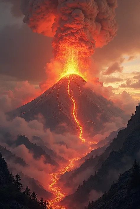 Background of volcano eruption
