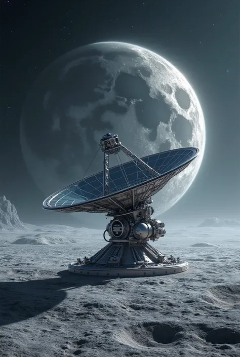 A satellite dish over the moon 