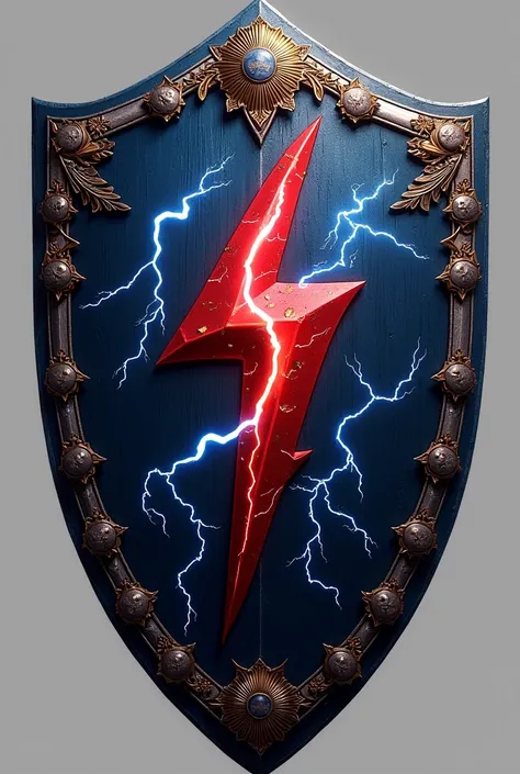 Navy blue and red color fancy thunderstorm shield png
