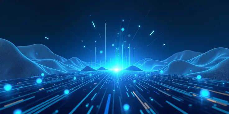 C4D,poster,Luminescence, simple technology background, blue,Cyberspace,line