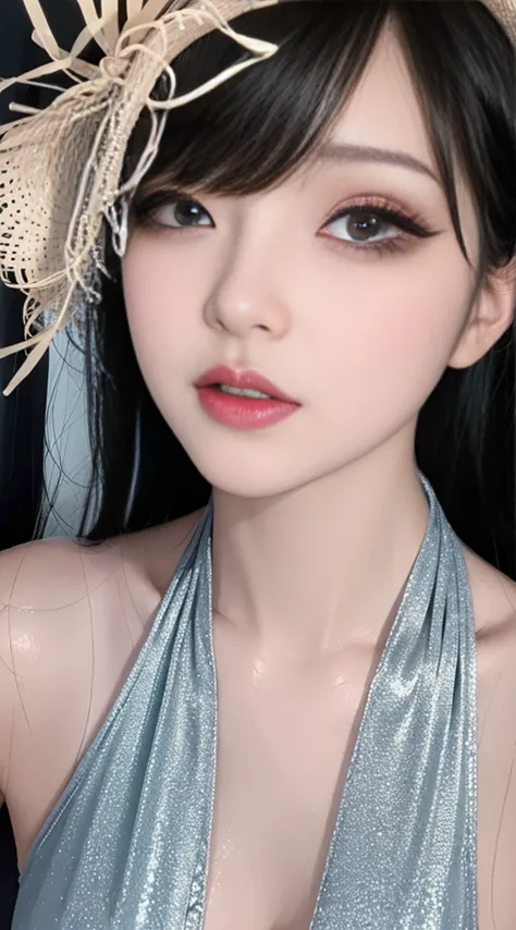 (【8k,  original photo, Realistic:1.25), (Lip Gloss, eyelashes, Glossy, shiny skin, Best Quality, 超High Resolution, depth of field, Chromatic Aberration, corrosive,  Wide Light ,  natural shadow , Kpop idol)A beautiful kpop Idol woman,Face Close-up,Expresse...