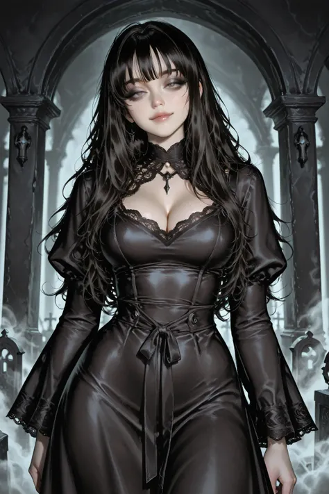 A busty zombie Goth girl