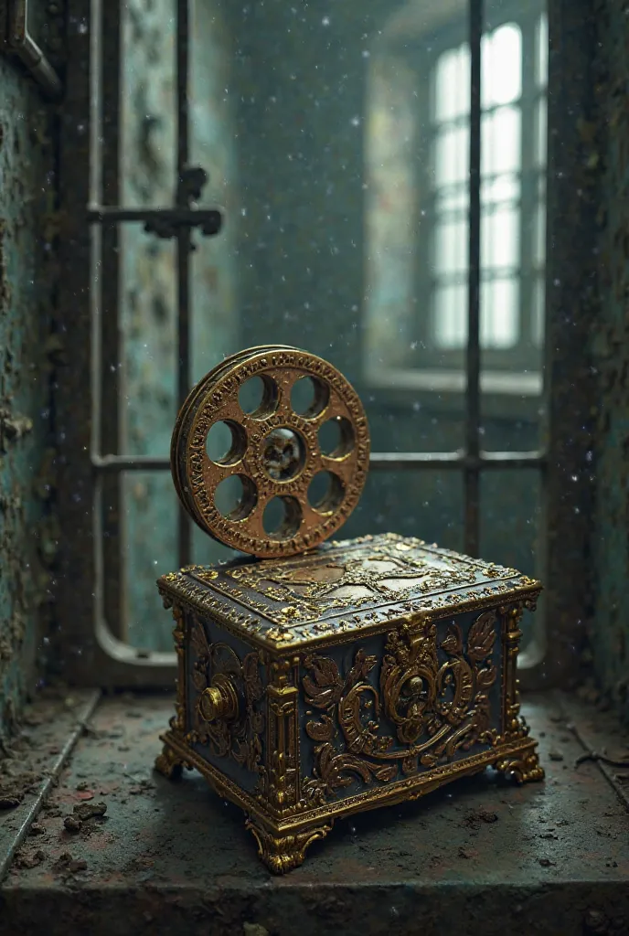 Draw me a fairy box and a film. Make the picture realistic, give them features and stay in a strict prison for security