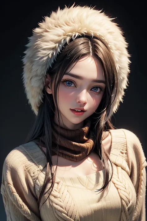 ((masterpiece)), ((highest quality)), ((complicated)), ((surreal)), (realistic), (mature woman), (( classes )), very well detailed, ( female 1 person),   Beautiful and Exquisite  , ( beautiful teeth ),  green, brown eyes, ((winter attire 1.3)), (upper body...