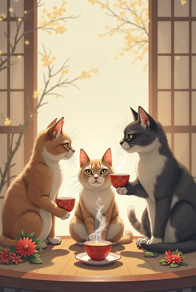 Cats doing the tea ritual