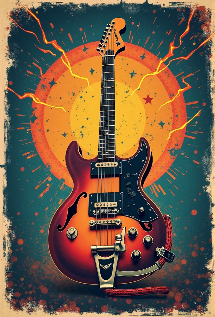  Create vintage rock and roll poster design for festivals or concerts with unique musical instrument designs flashes lightning and a festival atmosphere Dated 27.7.03 and which has written Ilove you all