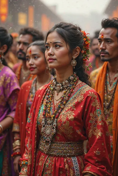 Men & women both with full body with their traditional dresses