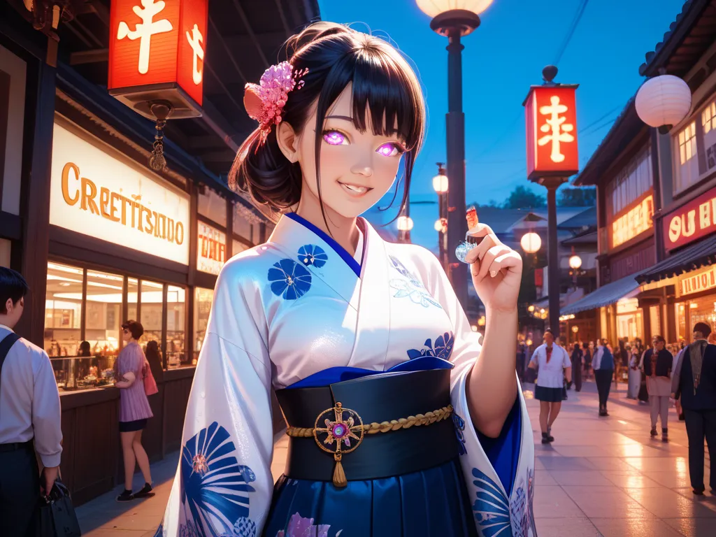 Katahiko Kyōji、Edogawa Rampo、Dark Streetscapes in the Early Showa Period、The smile of a girl with dark, glowing eyes, black hair,Heavy Japanese clothes,masterpiece,ultra-detailed,photorealistic,4K,physically-based rendering,vivid colors,professional,Superb...