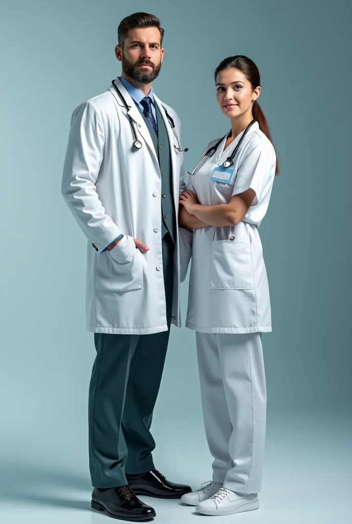 form doctor and nurse with faces facing forward