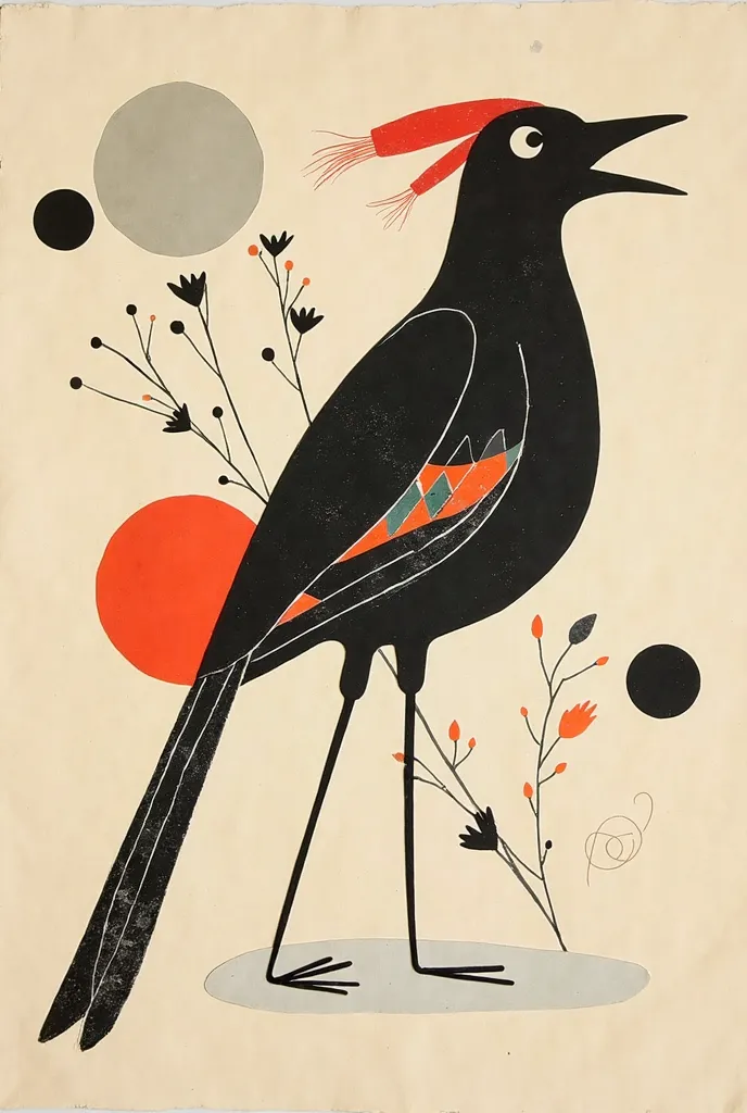 A drawing of a bird on a piece of paper, a mid-century modern Collage, Inspired by El Lisitzky, inspired by Frederick Hammersley, Inspired by Josse Lieferinxe, Inspired by Max Klinger, inspired by Joseph Manes, cut-out paper Collage, paper Collage, contemp...