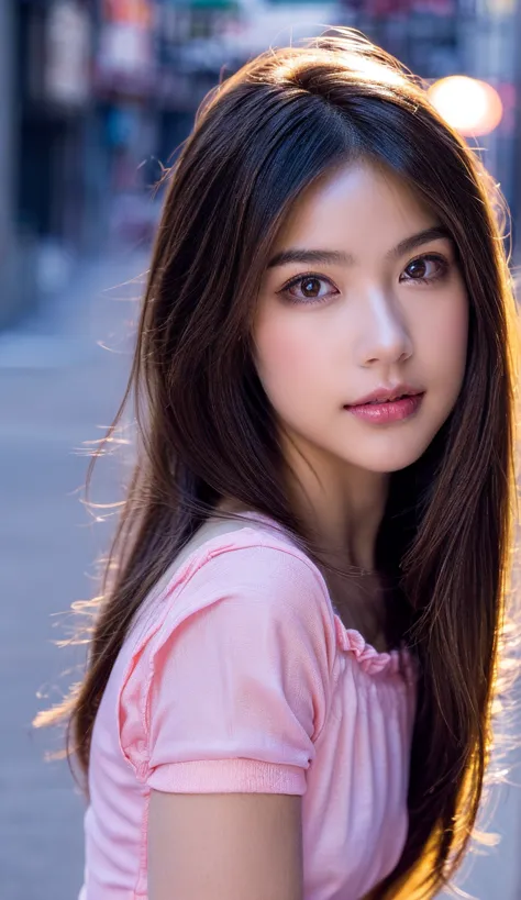 Soft light, ((( medium hair:1.3), short bang, floating hair nova frog style)), ((The ultimate beautiful wife)),  20th generation, detailed eyes, (big eyes:1.3),  lip details, very well detailedな顔, beautifully detailed nose on the beach at sunset, long eyel...