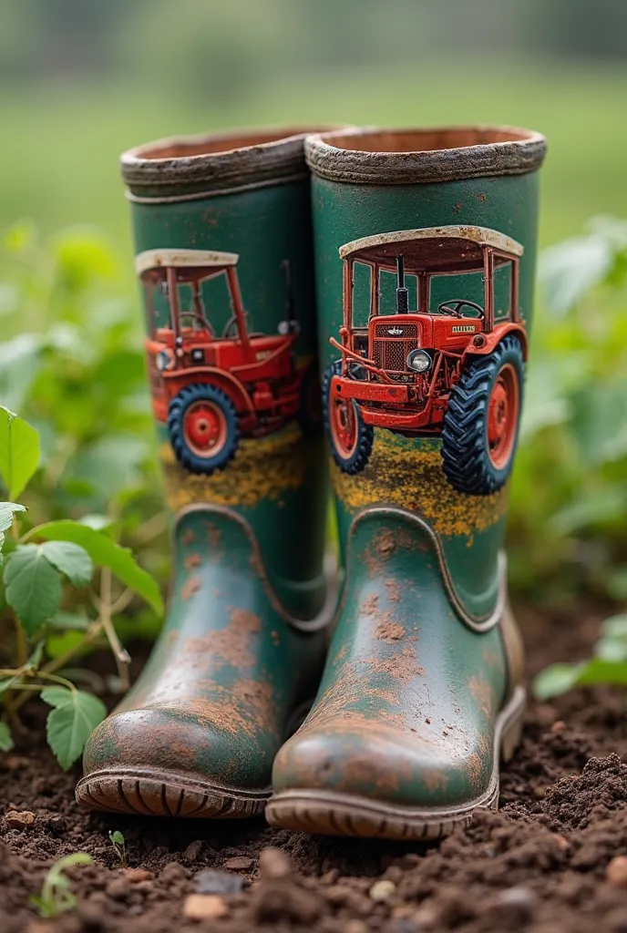 Farmers rainy boots with pictures of SWARAJ red tractors