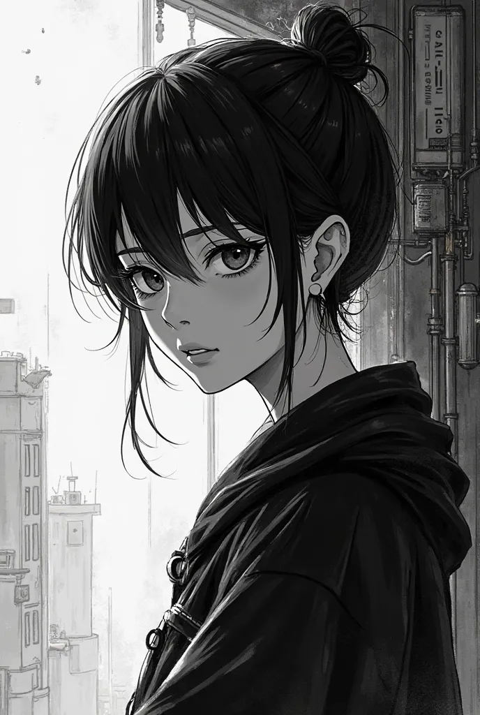 (Manga style) (Realistic sub) (black and white) (precise and detailed style)