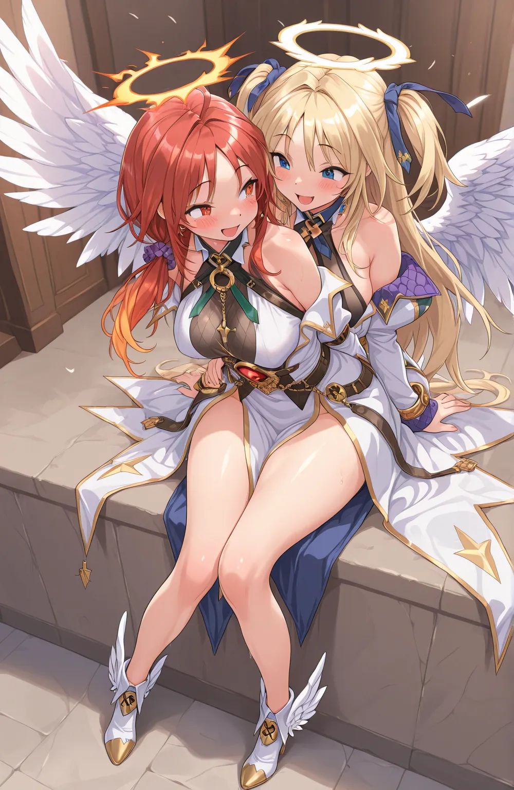  Guardian Angel and the Divine Flame, amazing and shocking image, very detailed and impeccable, Definition of 4K, masterpiece, the best quality, full body, happy, happiness, Jubilo , blush, devotion , Mischief, coquette, passion, love,