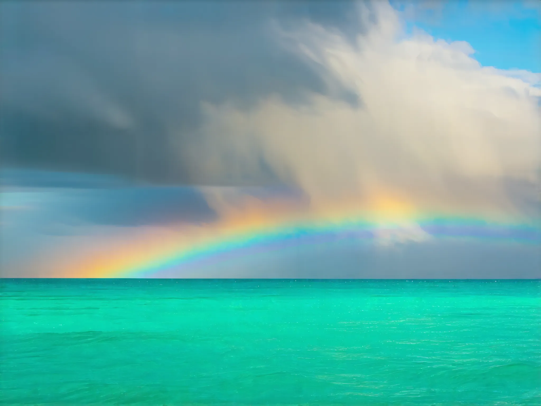 rainbow　sea　 Fantastic　 calm　peace　emerald green