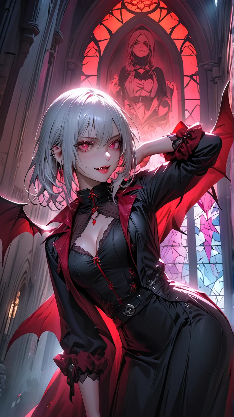 ((Masterpiece, highest quality, highest resolution, high resolution, photorealistic, raw photo, extremely detailed CG integrated 8k wallpaper))

Beautiful illustration, beautiful female vampire, A vampire like a hunter aiming for her prey

Pose: Her eyes a...