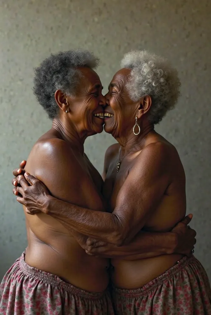 Old black women kissing naked