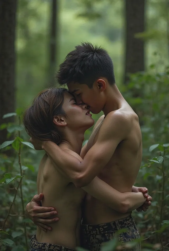 Super young  sucking a dick in a forest