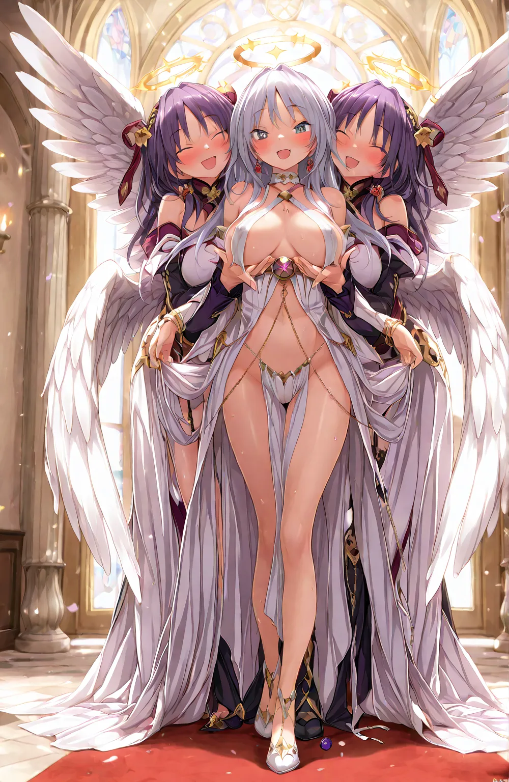  Guardian Angel and the Divine Flame, amazing and shocking image, very detailed and impeccable, Definition of 4K, masterpiece, the best quality, full body, happy, NSFW, happiness, Jubilo , devotion , blush, sensuality, Mischief, passion, love,