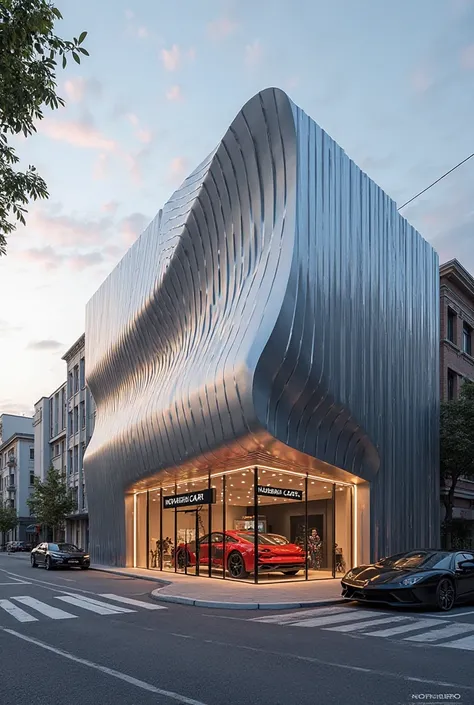 I want to design an aluminum cladding for the facade of a car shop called Nobaria Car