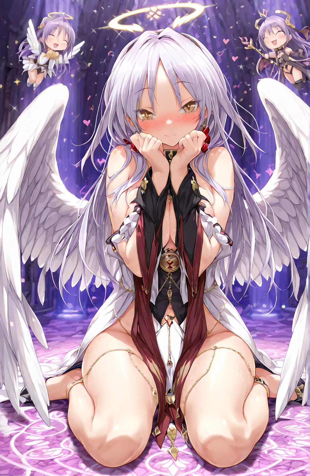  Guardian Angel and the Divine Flame, amazing and shocking image, very detailed and impeccable, Definition of 4K, masterpiece, the best quality, full body, happy, NSFW, happiness, Jubilo , devotion , blush, sensuality, Mischief, passion, love,