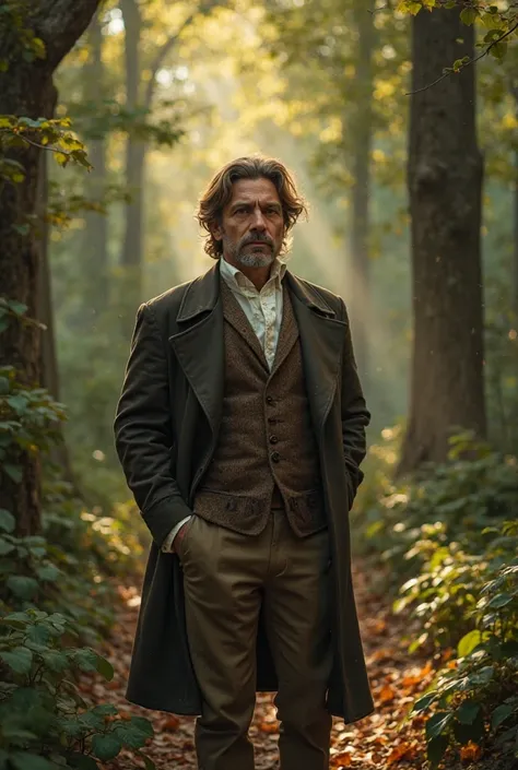 Txt2Img
A man wearing period clothes in the forest brown hair brown eye aged 40 years 
