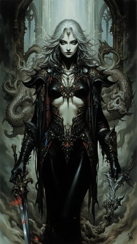 Death Knight，full body, a sexy and powerful woman，With a mysterious temperament {Ten} Wayne Reynolds draws，with a highly detailed and dynamic style, 