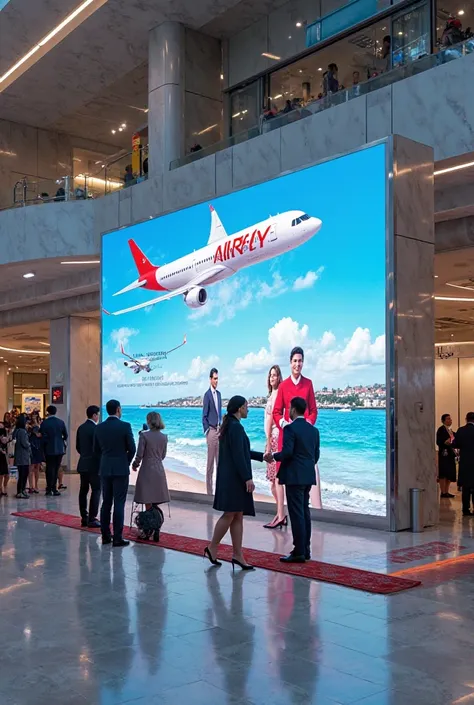 Make me an advertising display for the airline AirFly in a French airport 