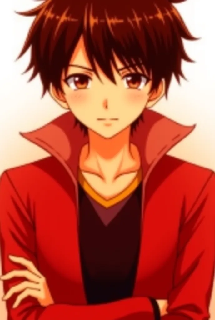 
a close up of a person with a red jacket and a black shirt, young anime man, male anime character, as an anime character, koda kazuma, okata kazuto, anime character, sougo okita, anime boy, anime handsome man, kazuma kaneko, ( ( ( yoshinari yoh ) ) ), ani...