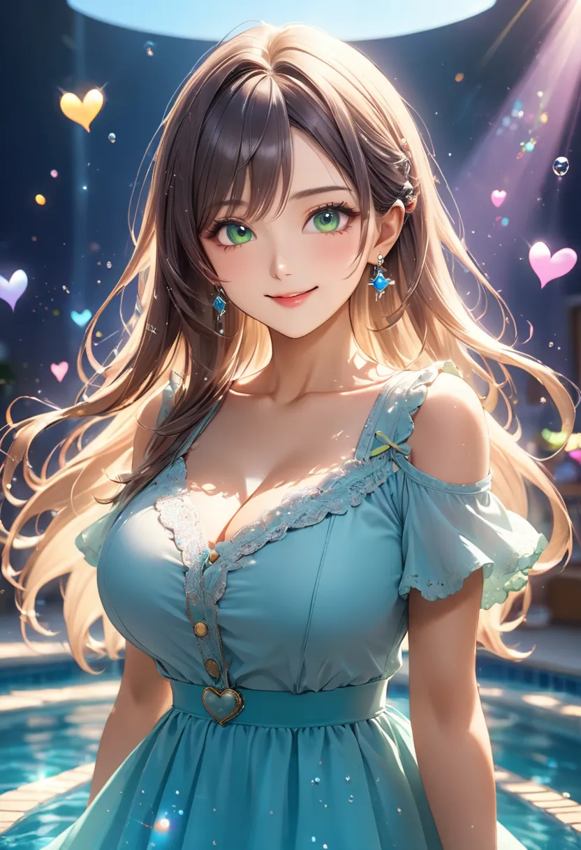 最highest quality, highest quality, 16k, unbelievably absurd, very detailed, 2.5D, delicate and dynamic , Small face,  very delicate expression ,  delicate eye description ,(big breast:1.2),( mature body), Healthy Body ,Dreamy anime-style illustration of a ...