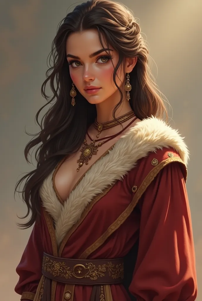 Very beautiful young female character Ayla. She is a young woman, around 20 years old. Her appearance is as follows: She has well-groomed wavy hair that extends to her light brown chest. Eye color hazel skin tone wheat. His average height is ideal and his ...