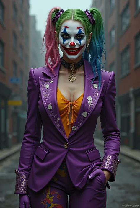 draw a hot Harley quinn in joker outfit 