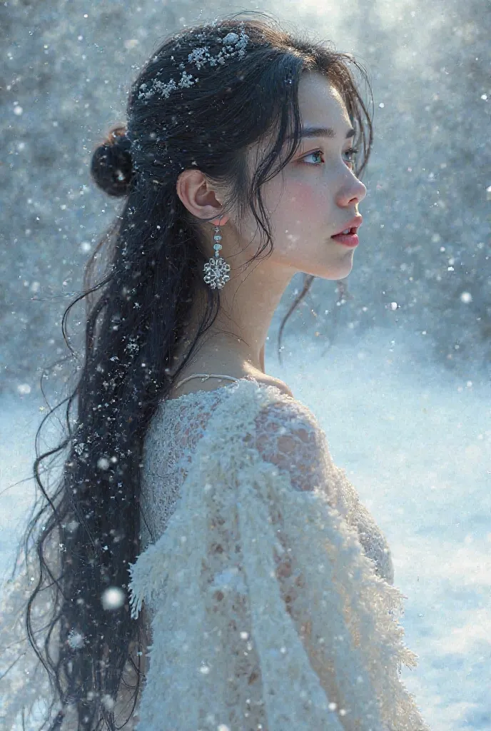 A very beautiful girl in the snow