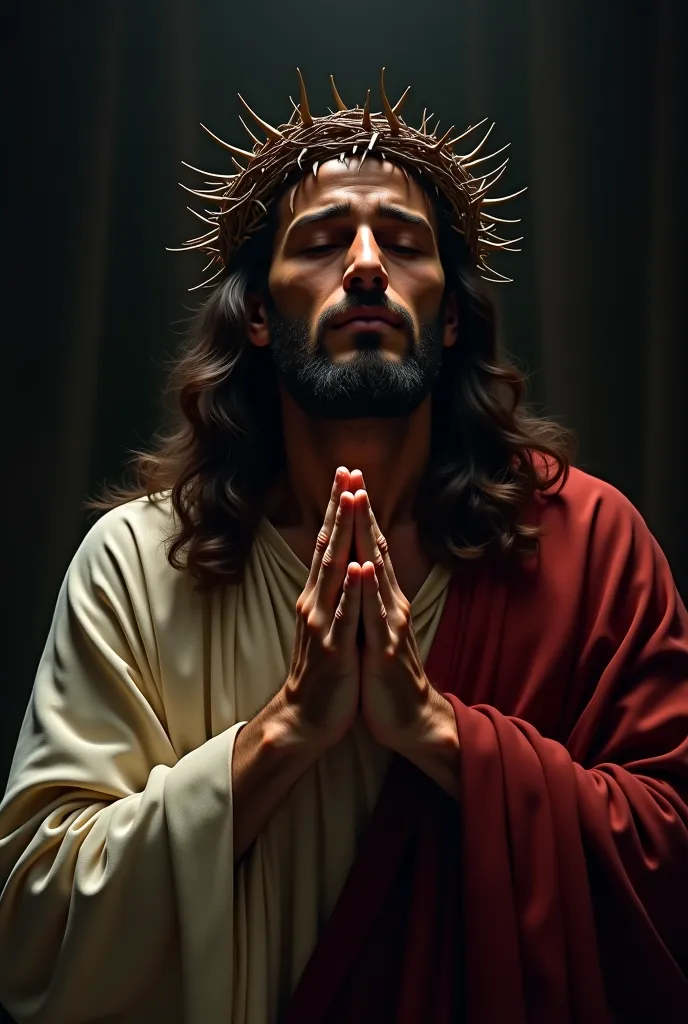 Picture of Jesus with thorns on head and praying 