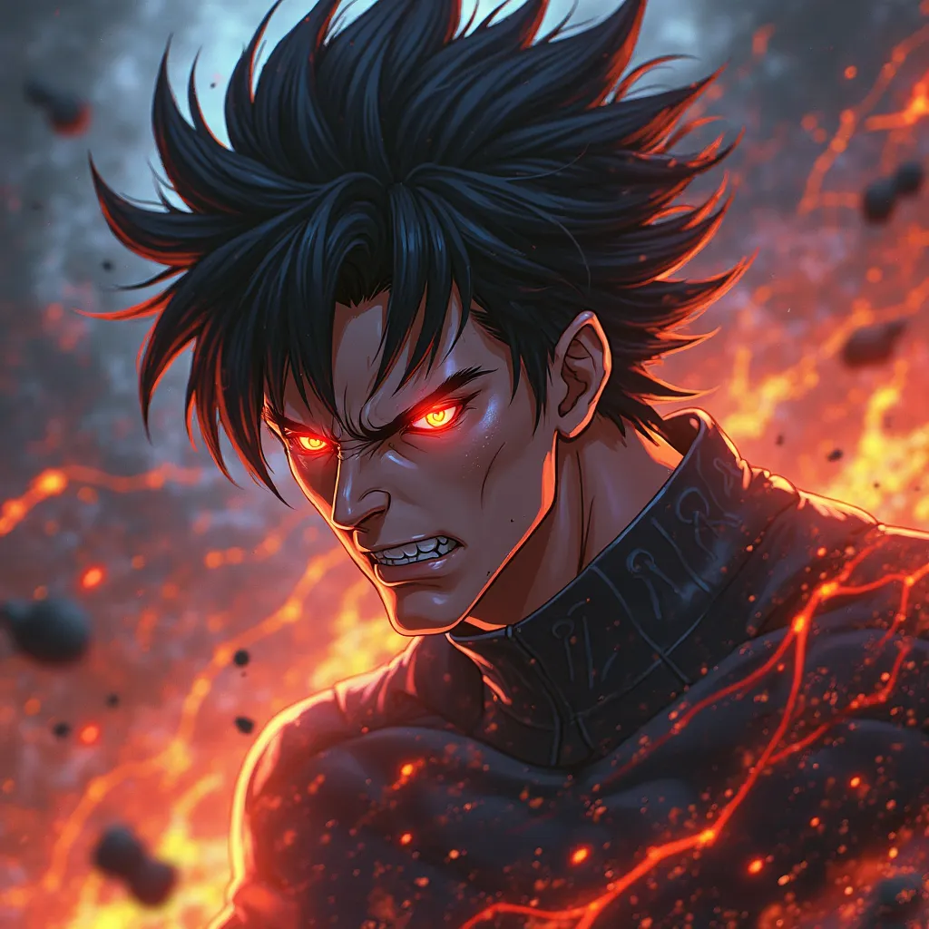 angry anime guy with red eyes