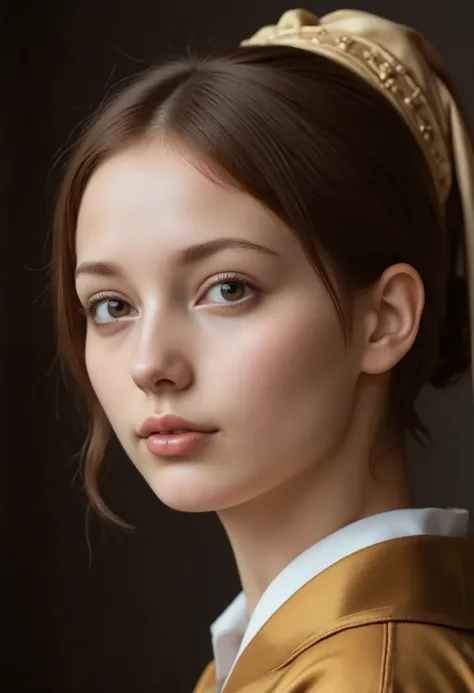 Vermeer, Girl with a Pearl Earring. (Masterpiece, top quality, best quality, official art, beautiful and aesthetic:1.2),(1girl:1.4), extreme detailed,(colorful:1.3),highest detailed,
