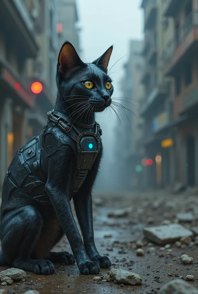 The Last Guardian

In a quiet, post-apocalyptic city, the last remaining AI-operated cat, Whisker-9, roamed the empty streets. Built as a companion, he had outlived his creators, his synthetic fur collecting dust as he wandered, scanning for life.

One eve...