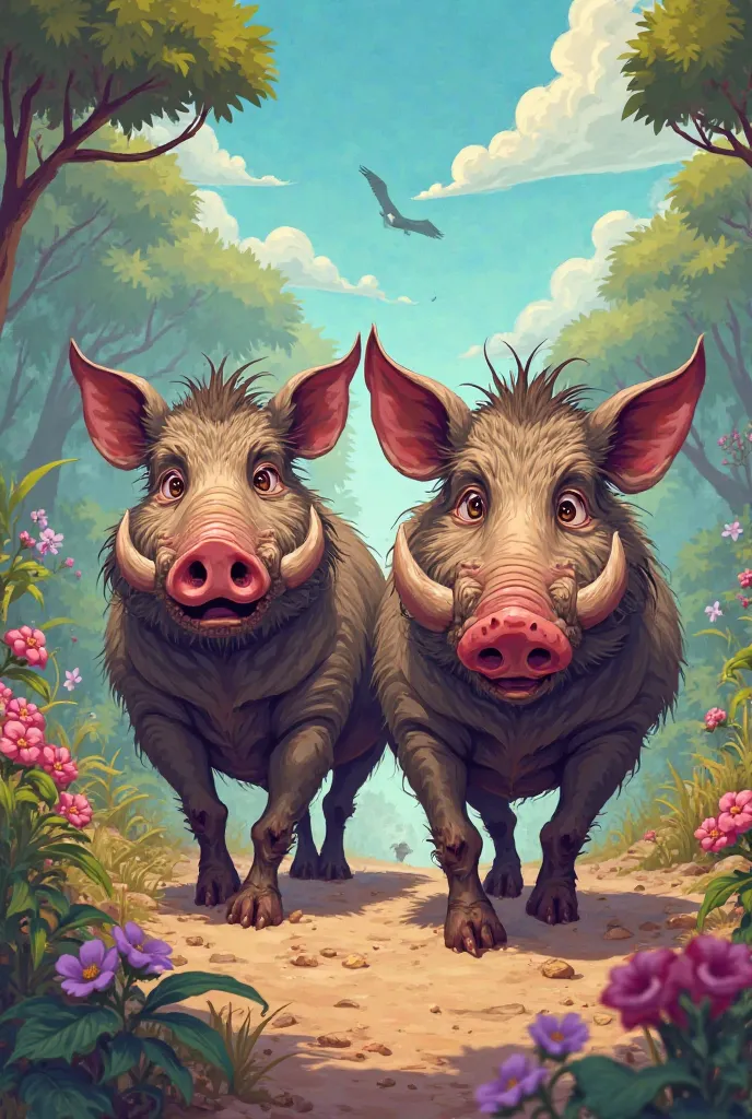 The most cartoonish wild boars