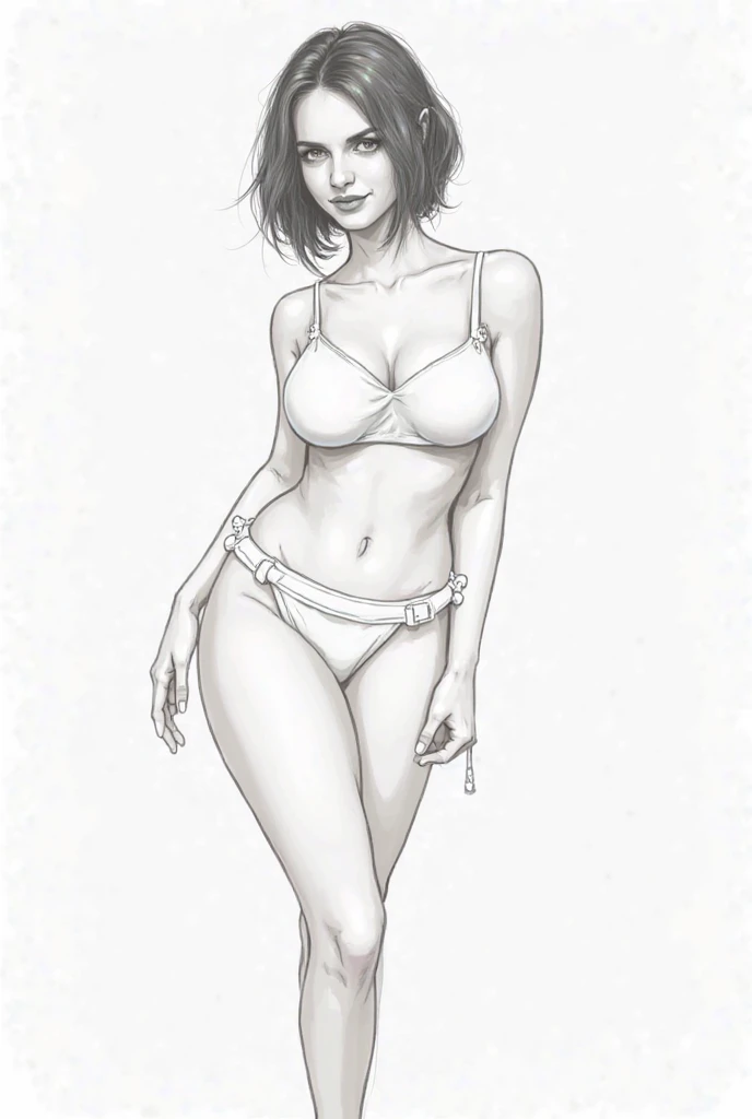 Draw a girl without clothes and underwear with a big breast
