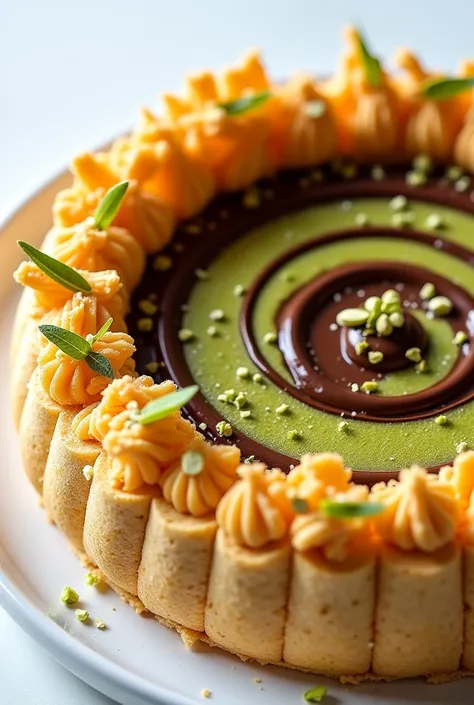 Kunafa Pistachio paste and Nutella in big circle shape 