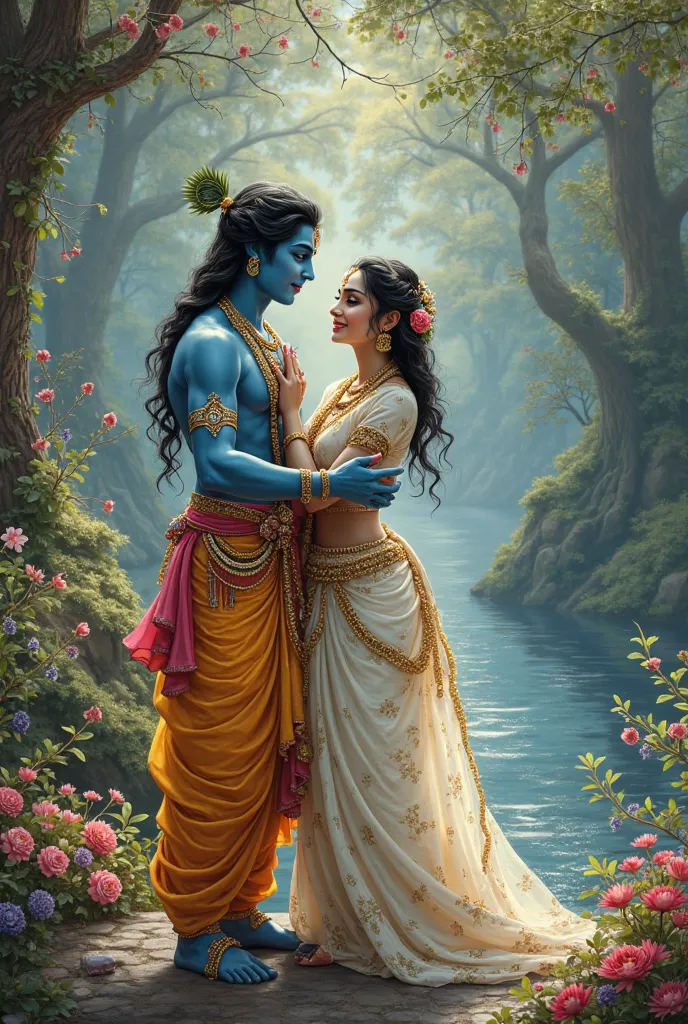 Create an image of lord Krishna and Radha 