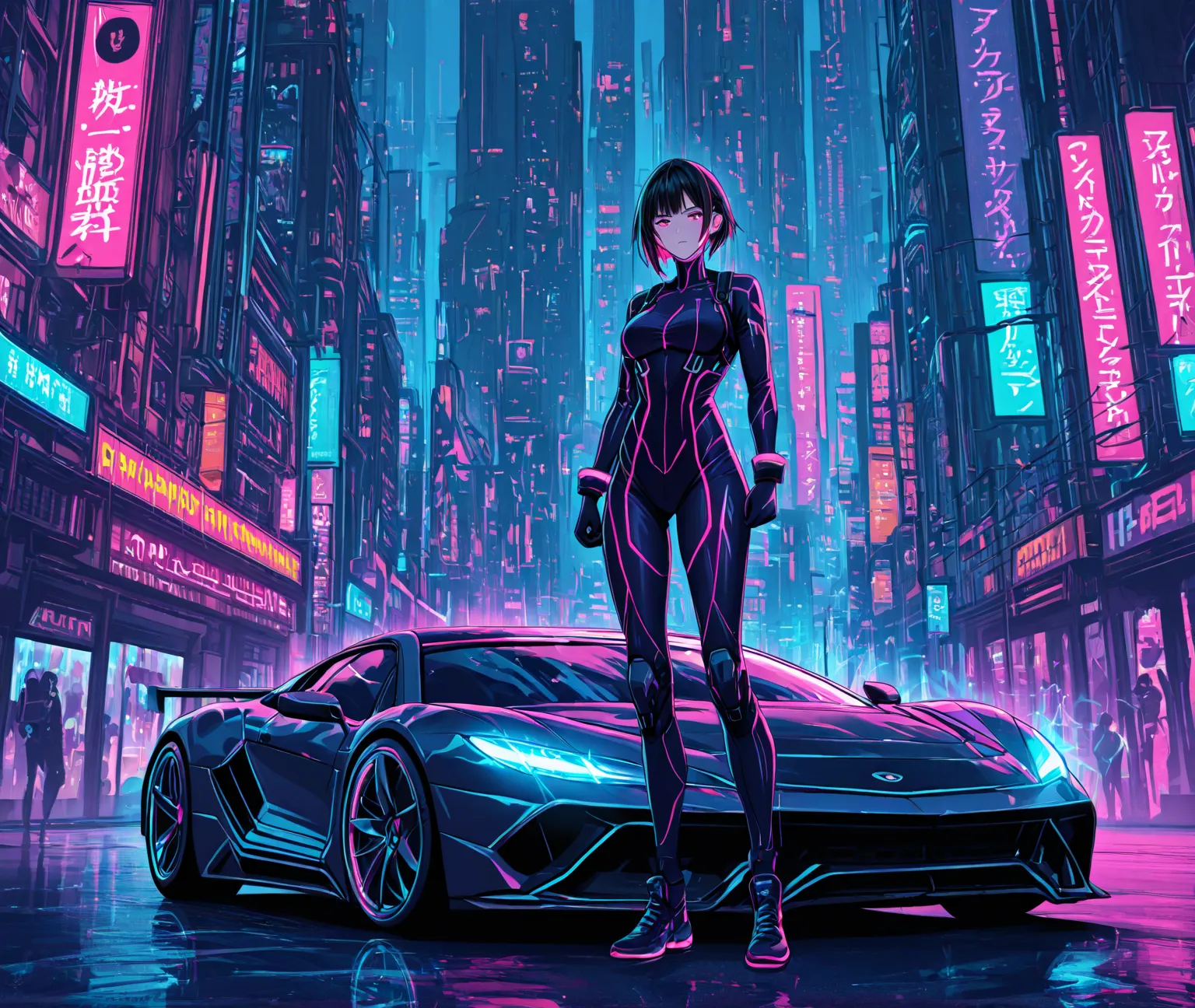 Cyberpunk　tall and low sports cars