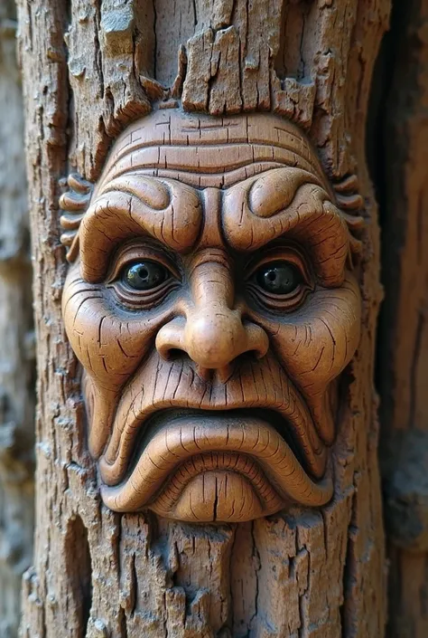 Create a frown carved in wood in the old school style