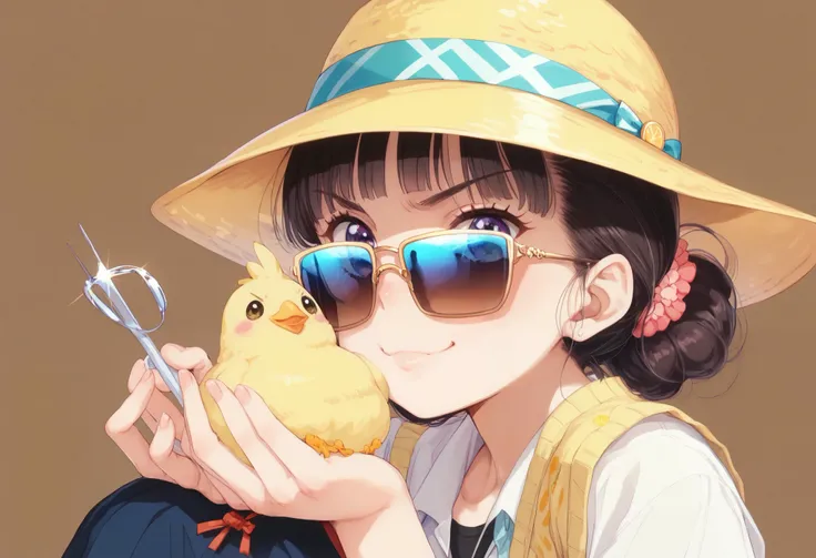 yellow chicken  in  and a yellow hat on a brown background, とてもクールinスタイリッシュに見える, sunglasses付きes, lemon  in , おかしいsunglasses, in sunglasses, wearing クールなsunglasses, sunglasses, Cheeky,  in , Glare, クールなsunglasses, Cheeky smirk, sunglasses着用, 大きなsunglasses, ...