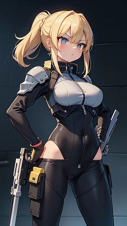 (Highest quality:1.24, Very detailed, Delicate and beautiful CG art, Detailed illustrations, Attention to detail, masterpiece:1.2, Highest quality, Best aesthetics), beautiful cute blonde, tight updo, swedish, medium breasts, wide hips, neon camoflage skin...