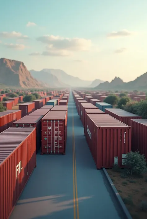 It represents in the union of two neighboring countries between Bolivia and Peru, in which cargo containers stand out or represent foreign trade.