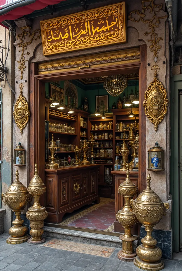 "Afe's haqamat shop " and in the back "sanitary supplies" Creates an image with hacamat trophies written